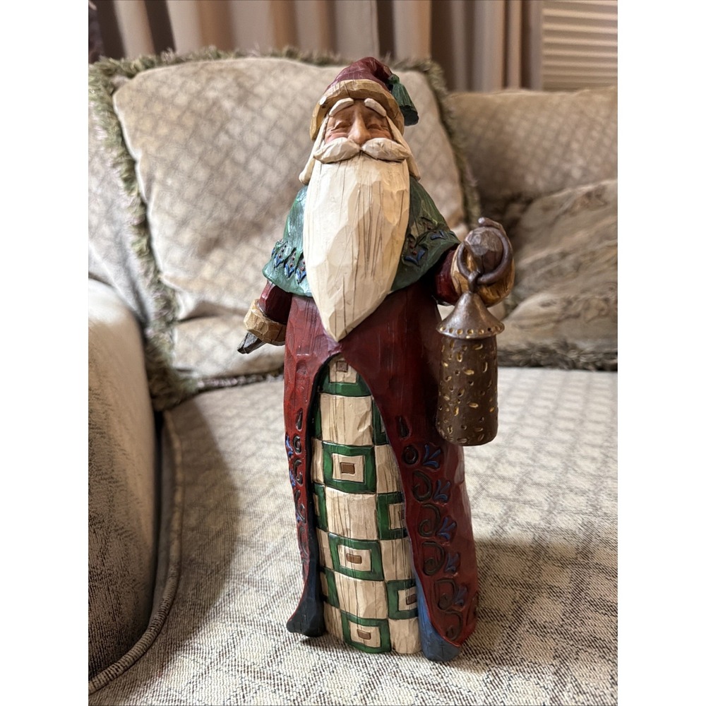 JIM SHORE Heartwood Creek 2002 12" Santa Holding Lantern VTG 105535M Enesco